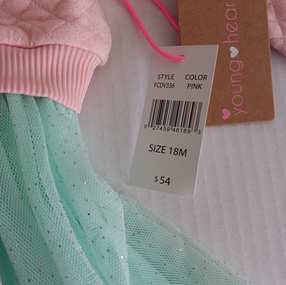 Young Hearts Baby Girls Short Sleeve 2-pc. Dress Set Pink Color Size 18M - Picture 3 of 9